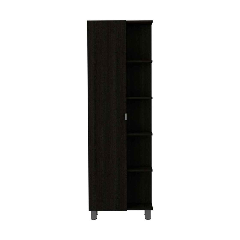 Smokey 5-Shelf Linen Cabinet, Black