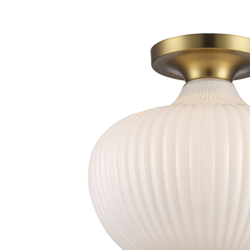 Plafonnier semi-encastré 1 lumière 12 po Collina, Or antique