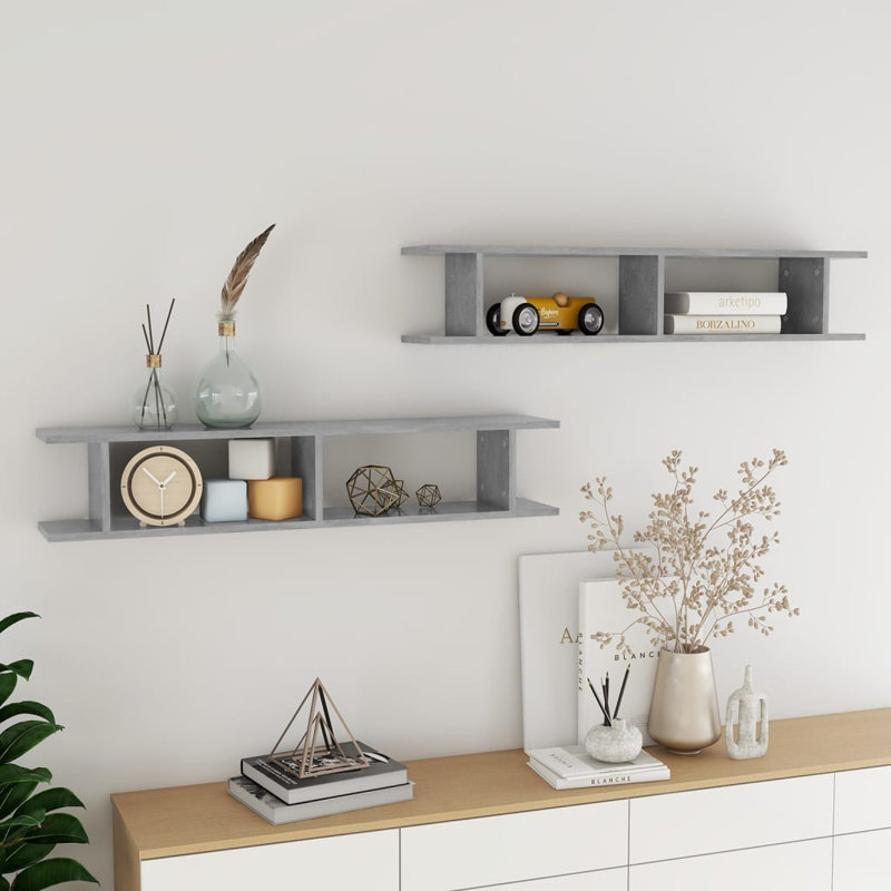 Averyonna 2 Piece, Concrete Grey, 20 cm H x 75 cm W x 18 cm D 