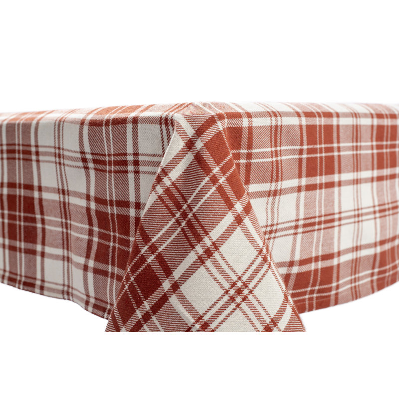 Catania Red and White Plaid Cotton Tablecloth 52" x 70"