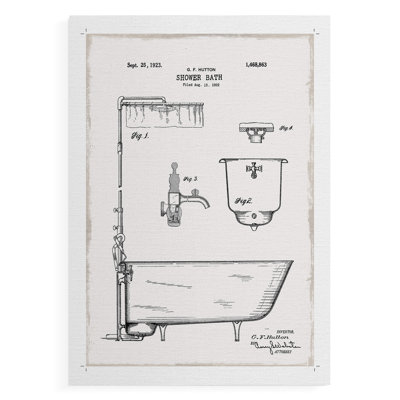 «Vintage Bath I», impression sur toile seulement - non encadrée