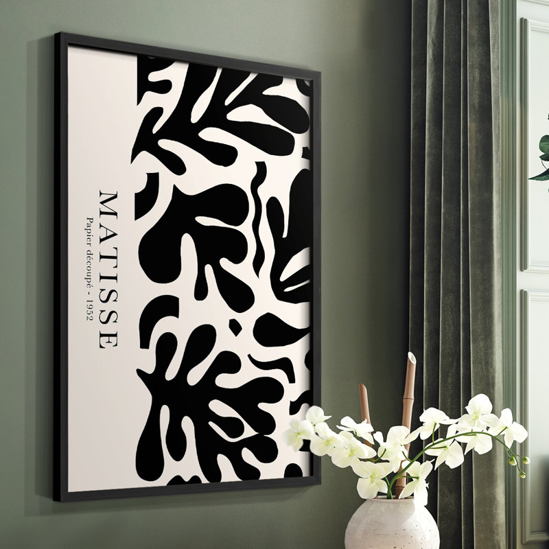 Matisse CCLXII, reproduction encadrée - bois massif, H 28 po x l 22 po, Noir, noir, noir, noir