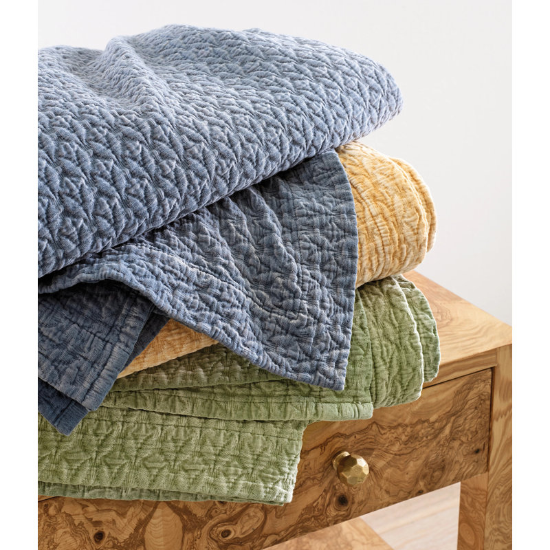 Hawley Indigo Matelasse Coverlet, Indigo, King Coverlet