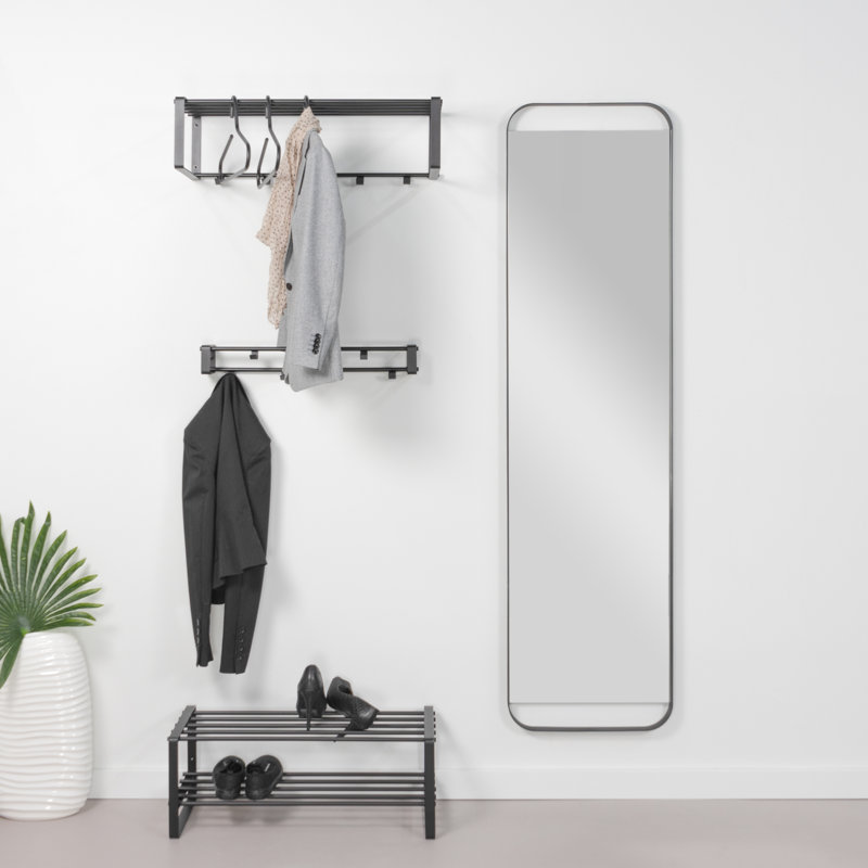 Rex Metal Rectangle Wall Mirror, 175cm H x 46cm W, Black