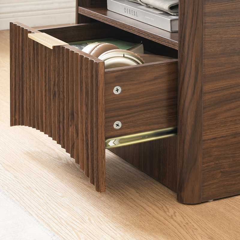 Table de bout de style Mid-Century moderne avec rangement 18,9 po Finlas avec tablette pour petits espaces Finlas