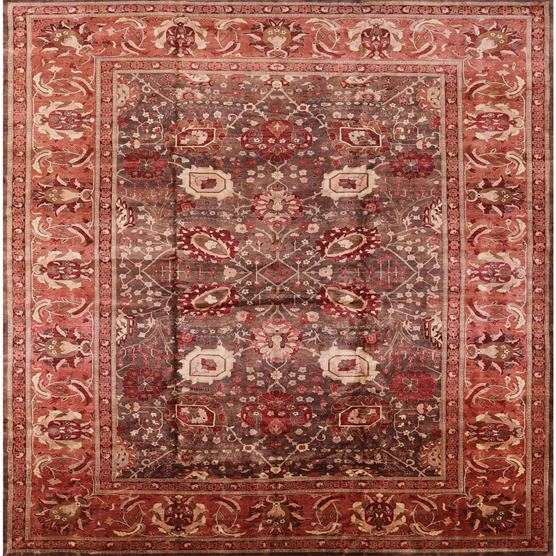Tapis de style oriental rouge, Carré 4 pi