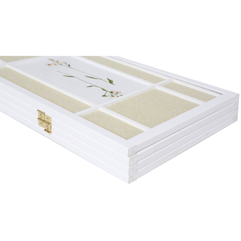 Cloison pliante en bois massif Boothbay, 4, Blanc