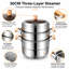8-Quart/ 11.81 inch Stainless Steel Steamer Pot，dumpling steamer，3 Tier Steamer