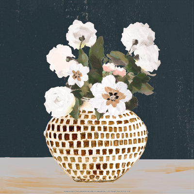 White Flowers In Vase - Wrapped Canvas Art Prints