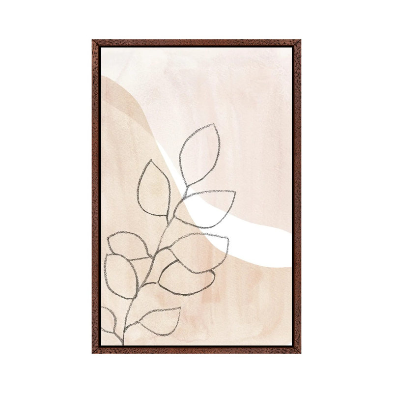 Neutral Plant by Whales Way - Painting on Canvas, 66.04cm H x 45.72cm W x 3.81cm D, Classic Brown Wood Framed