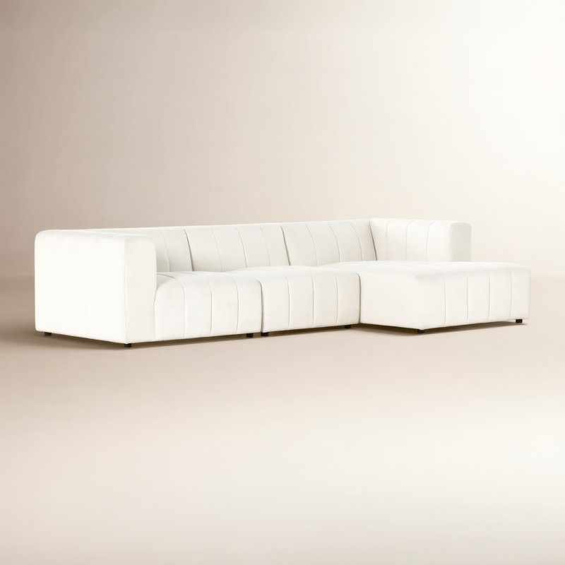 Langham Modular Chaise Sectional, Right Hand Facing, Fayette Cloud Polyester, Graphite