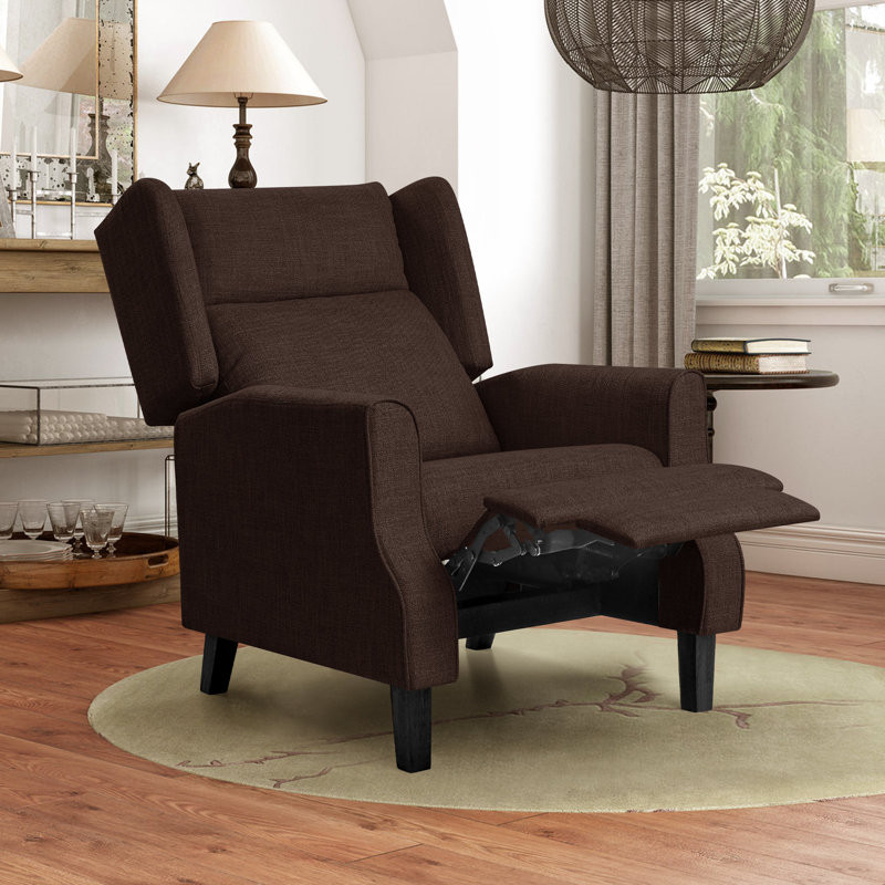 Angelah 73cm Wide Wing Chair Recliner, Brown Polyester Blend