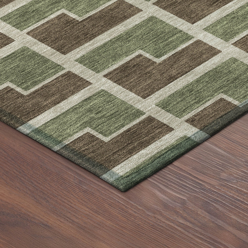 Machine Washable Indoor/Outdoor Lipman ACN2416 Geometric Rug, Runner 2'3" x 7'6"