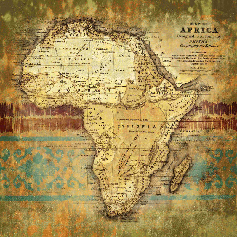 Carte africaine - peinture sur toile tendue, H 30 po x l 30 po