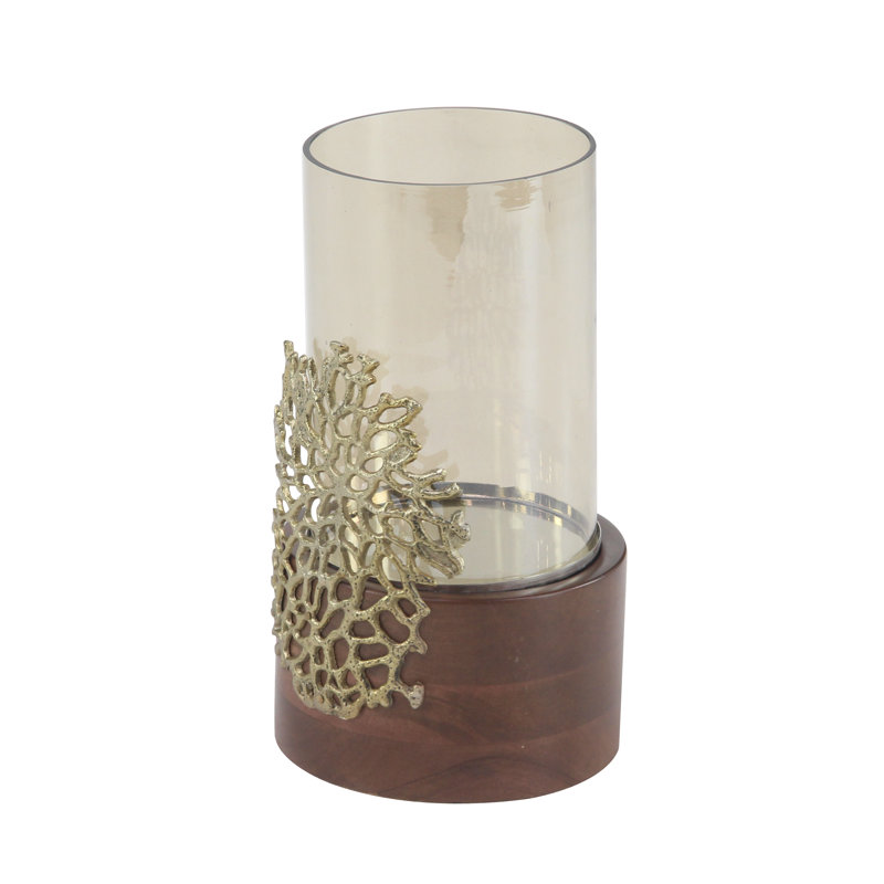 12.0'' H Wood Tabletop Hurricane, 12" H x 6" W x 6" D