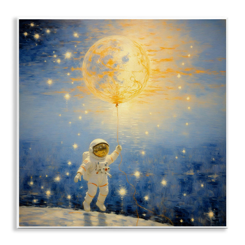 «Astronaut with Dreamy Cosmic Balloon», plaque murale par Angie Hawke