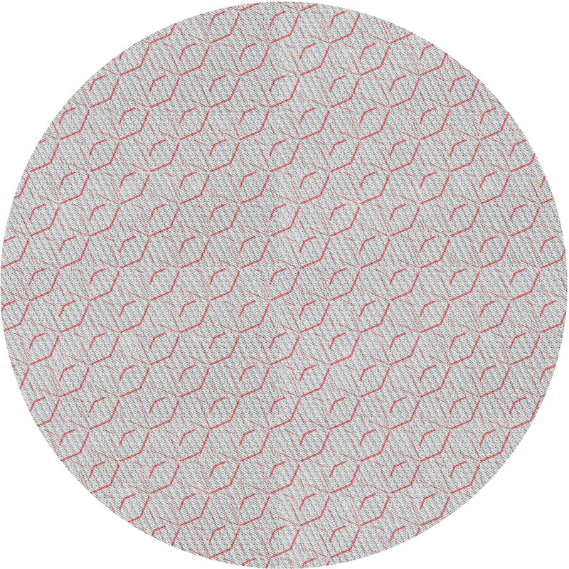 Tapis rouge/gris à motifs Jefferies, Rond 5 pi