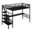 Lit mezzanine double en métal robuste avec bureau et escalier