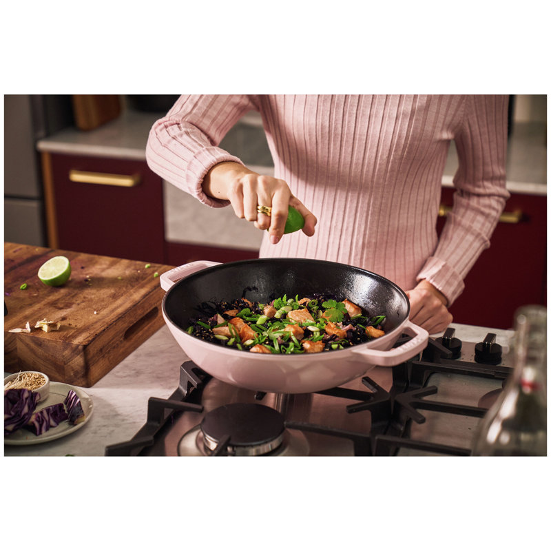Staub Cast Iron Wok with Lid, Graphite Gray