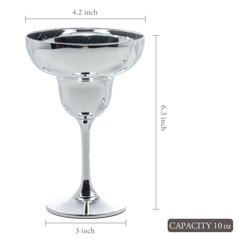 4 pièces 10 oz. Ensemble de verres à vin argentés Margarita
