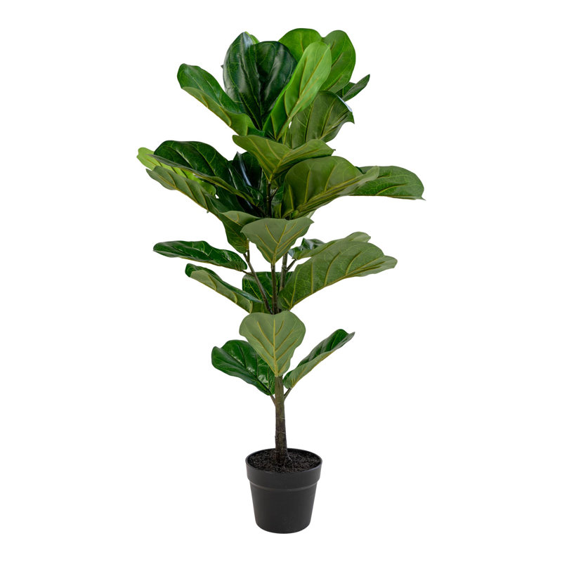 100 cm H Faux Fiddle Leaf Fig Tree Plant in Plastic Planter