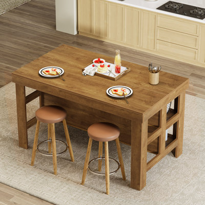55.1" Kitchen Island Table With Storage And Seating For Kitchen Dining Room by 17 Stories