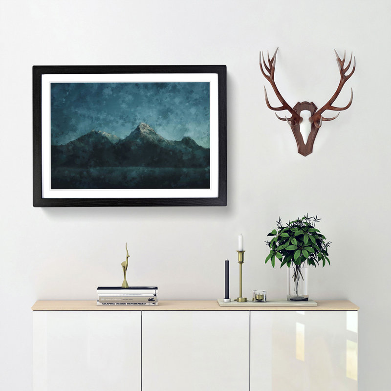 Annapurna Massif Mountains - Single Picture Frame Painting on MDF, 33cm H x 45cm W x 2cm D, Black