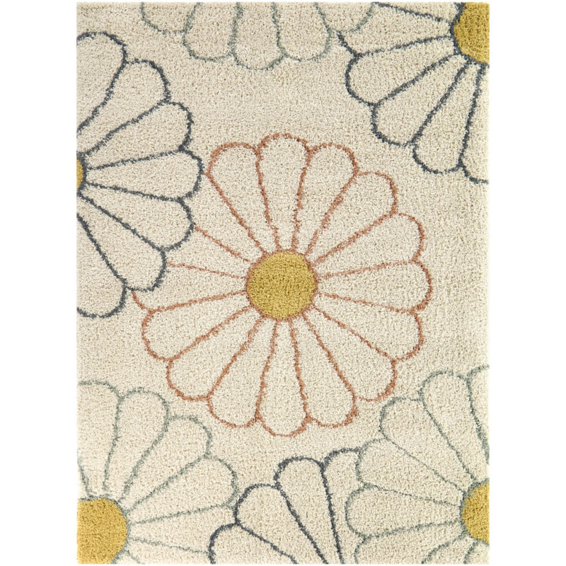 Sara Cream Floral Tufted Polypropylene Kids Rug