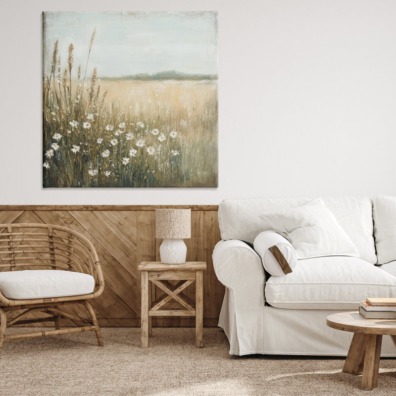 Toile «Daisy Dream Landscape», conception par Petal Prints Design, H 36 po x l 36 po