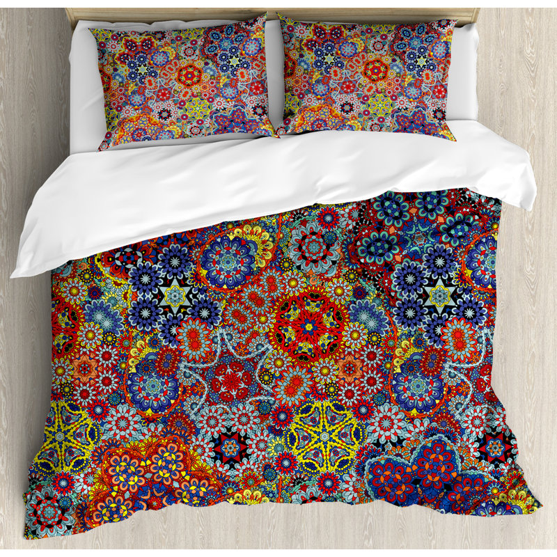 King Size Multicolor Paisley Batik Duvet Cover Set