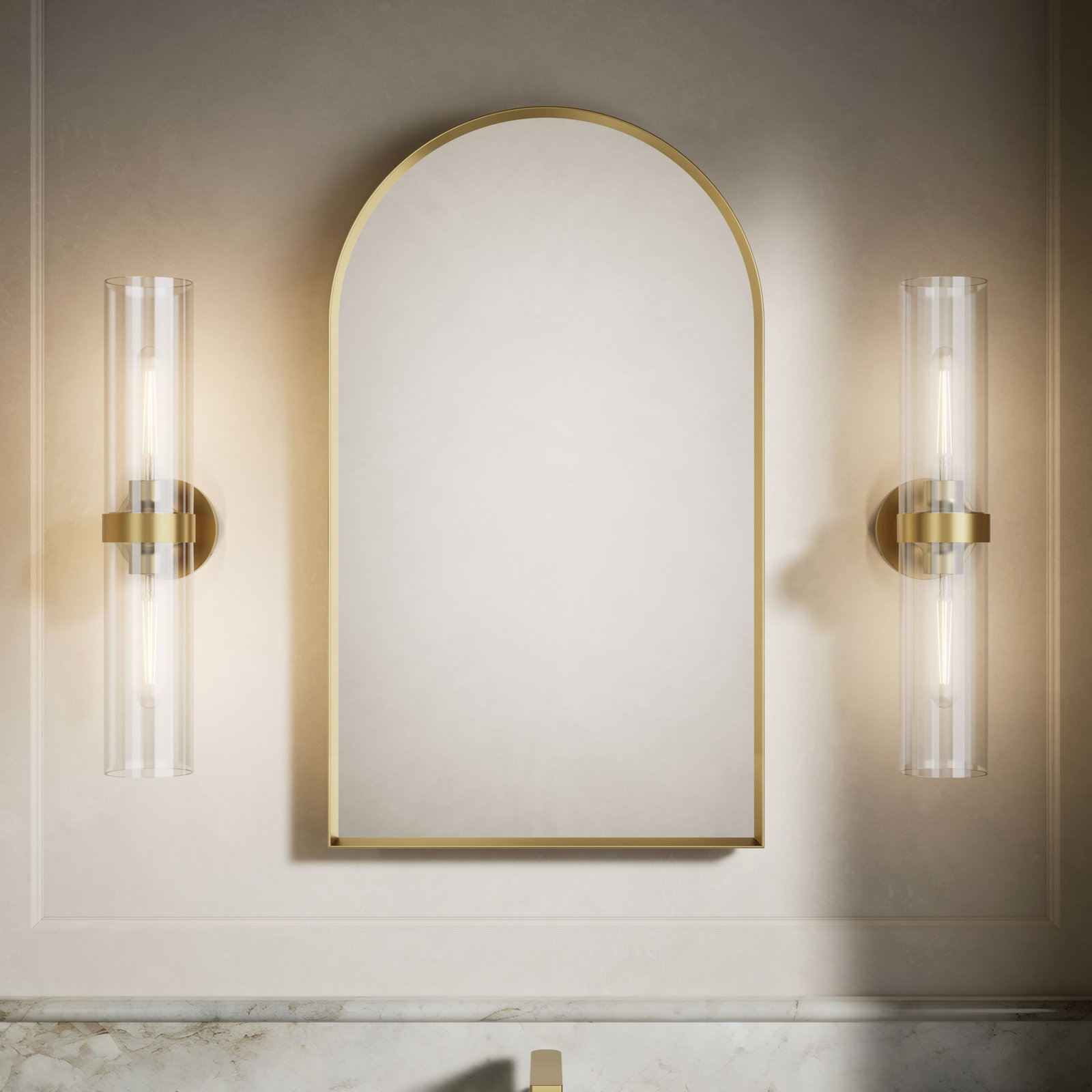 Framed Arched Medicine Cabinet, Gold