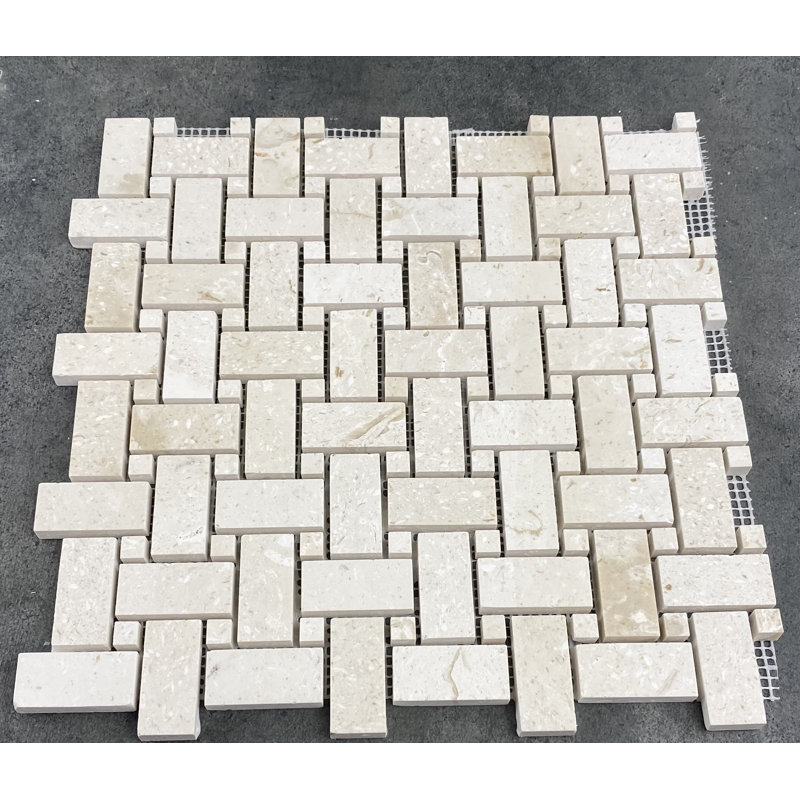 Shellstone 1" Travertine Mosaic Tile