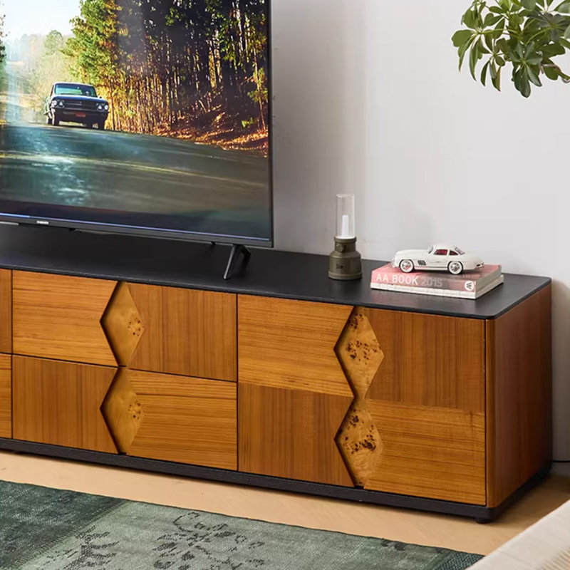 Meuble télé rétro en bois manufacturé noir, 86.61