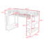 Lit mezzanine avec garde-robe, tablettes de rangement et panneau perforé