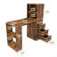 Bureau d'ordinateur avec prise 4-en-1 et 3 tiroirs, 4 tablettes de rangement à 4 niveaux, stratifié au fini bois carbonisé pour bureau à domicile, bureau, chambre à coucher