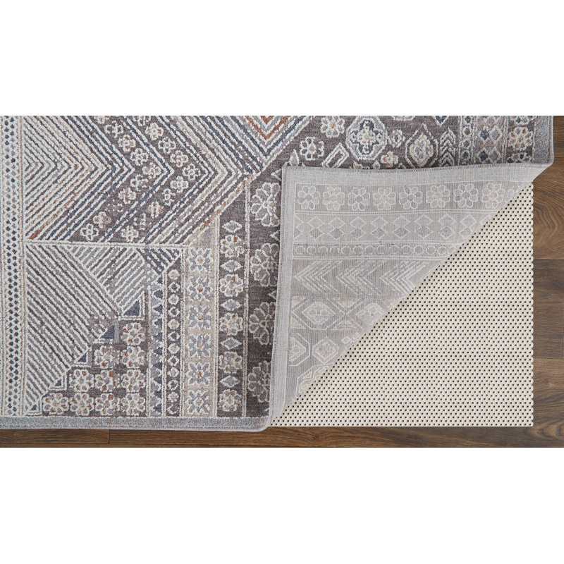 Cainsville Geometric Machine Woven Ivory/Material DetailsGray Area Rug, Rectangle 12' x 15'