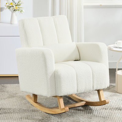 Chaise berçante avec velours et coussin blanc crème, amplement d'espace pour se détendre, soutien du cou exceptionnel, contraste visuellement attrayant, s'adapte à tout style décoratif