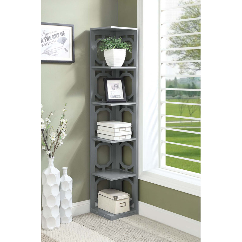 Minburn 65.50'' H x 12'' W Corner Bookcase, Gray