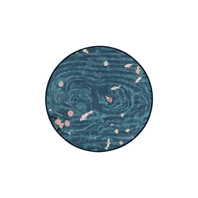 Machine Washable Gray Area Rug, Round 6'