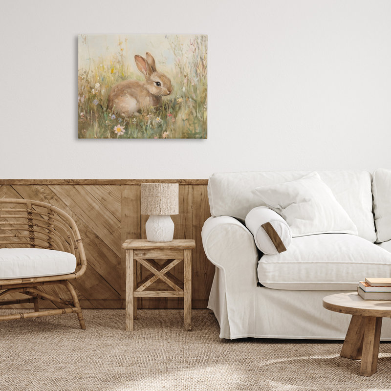 Lapin brun dans une toile fleurie, par Petal Prints Design, H 16 po x l 20 po