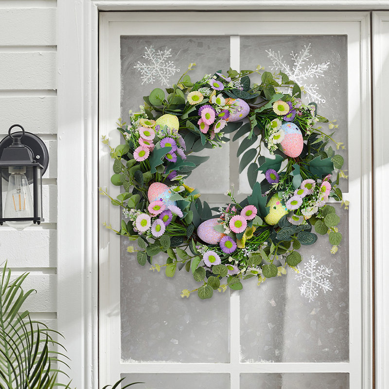 Silk and Rattan 45 cm Artificial Wreath