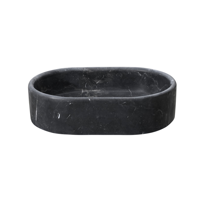 Lavabo de salle de bain vasque en marbre gris foncé 23,6 po