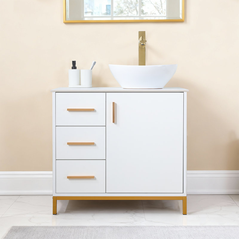 Meuble-lavabo moderne 30 po, Blanc