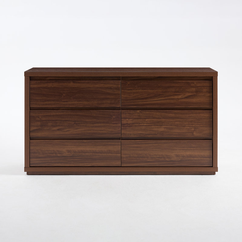 Commode 6 tiroirs Fere, Brun acajou