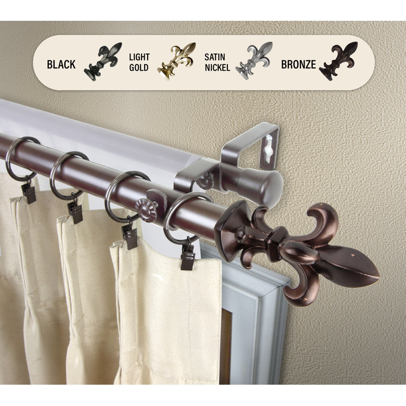 Tringle à rideaux double ajustable 1 po Bello, Bronze, H 2,25 po x l 120 po x P 6,75 po