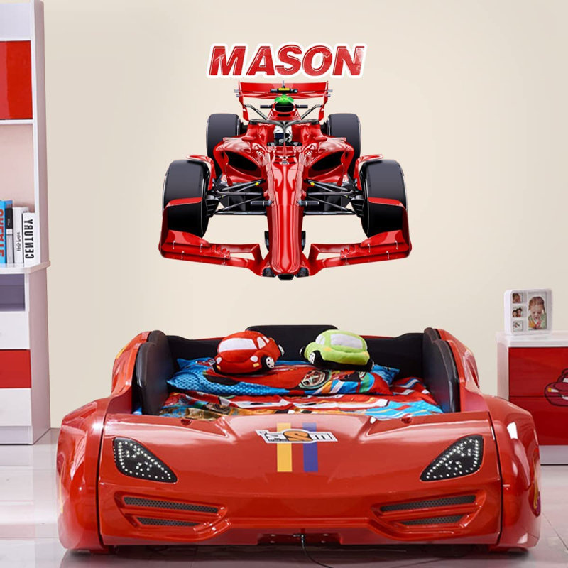 Adhésif décoratif voiture de course, Rouge, H 18 po x l 19 po