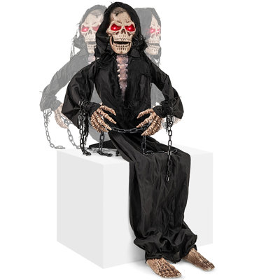 Halloween Animatronics Animatronic Sitting Skeleton Halloween Animated Moving Reaper With Light Up Eyes