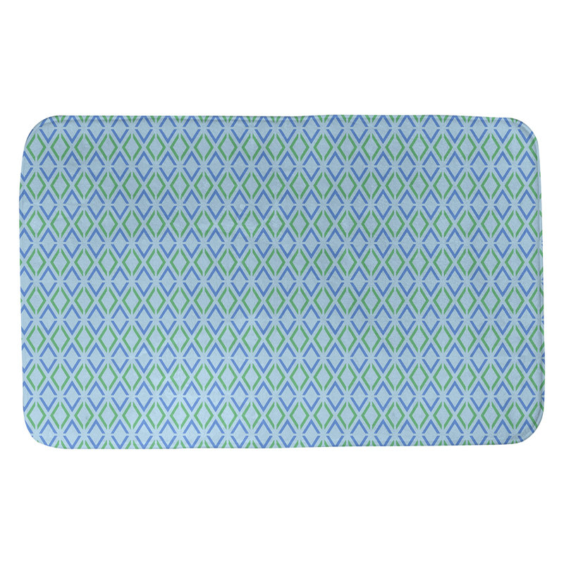 Tapis pour salle de bain diamants Leffel, l 21 po x L 34 po, Bleu