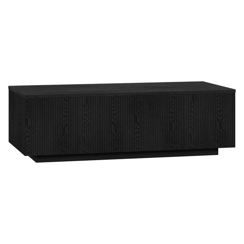 Tiegan 48" Wide Rectangular Fluted Coffee Table, Black Grain