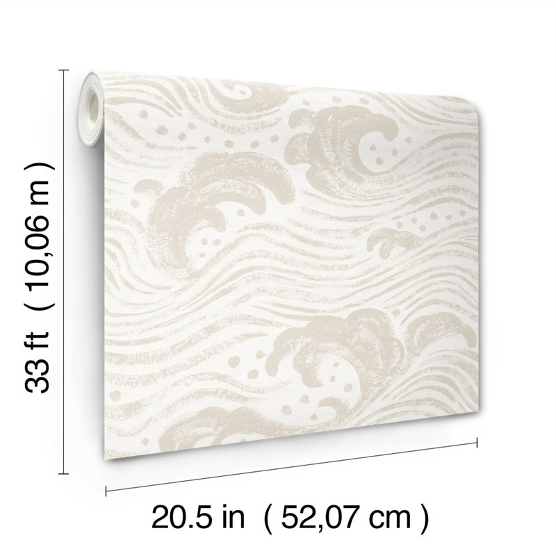 Swell Ocean Wave Wallpaper, Beige 